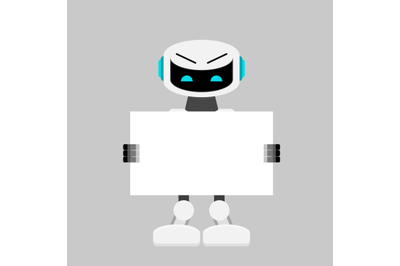 Robot hold white banner&2C; ai character