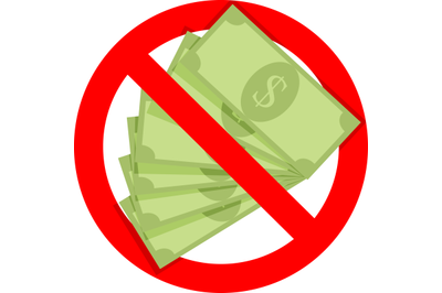 Cash is not accepted icon for door, vector