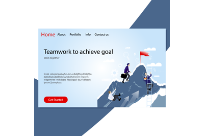 Teamwork to achive goal landing page. Work together for success