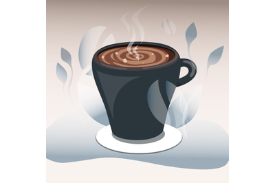 Cup of coffee or hot chocolate, cartoon illustration