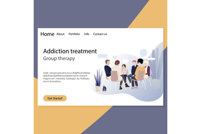 Addiction treatment, group therapy landing page