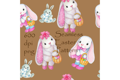 Easter Bunnies. Seamless Pattern.