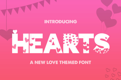 Hearts Silhouette Font (Hearts Fonts, Valentines Fonts, Cut Out Fonts)