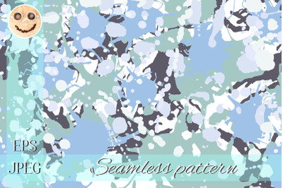 Black, teal, green, blue, white camouflage seamless pattern