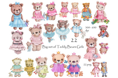 Big collection set of Teddy Bears Girls. 22 character.