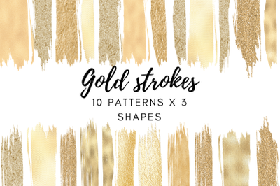 Gold foil brush strokes, Gold glitter brush strokes, Gold design elements