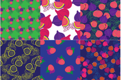 Vector seamless pattern of figs, design colorful abstract print