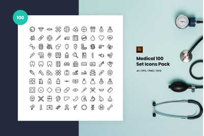 Medical 100 Set Icons Pack