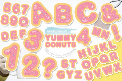 Yummy Pink Donuts Alphabet and Numbers