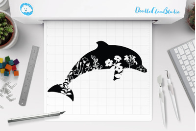 Floral Dolphin SVG Cut Files&2C; Dolphin Clipart