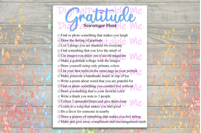 Gratitude Scavenger Hunt Printable, Kids Activity, Game, Download, tha