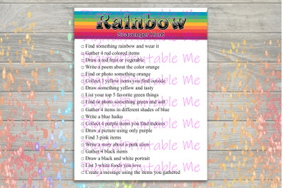 Rainbow Scavenger Hunt Printable, Kids Activity, Game, Download, Color