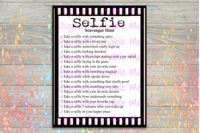 Selfie Scavenger Hunt Printable, Adult party game, Kids Activity, Game