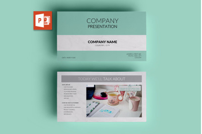 PPT Template | Company Presentation - Green and Marble