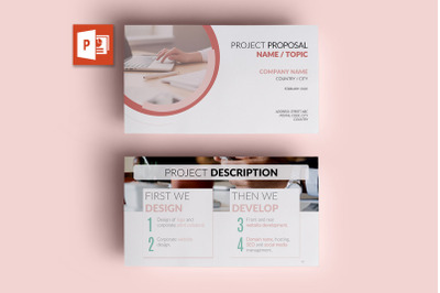PPT Template | Project Proposal - Pink and Marble Round