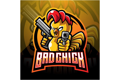 Chick with gun mascot logo design