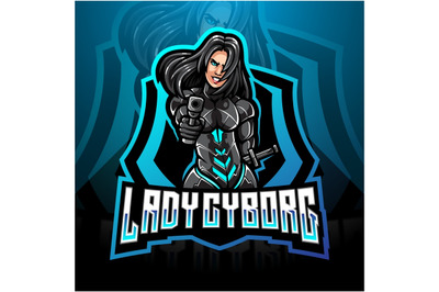 Lady cyborg esport mascot logo design