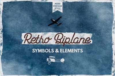 Retro Biplane Symbols & Elements