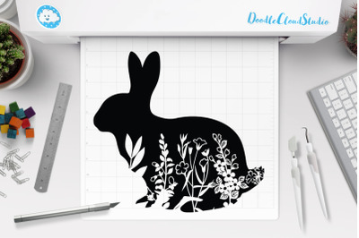 Floral Rabbit SVG&2C; Floral Bunny SVG&2C;  Bunny Clipart&2C;