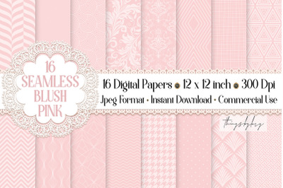 16 Seamless Luxury Blush Pink Wedding Peony Digital Papers