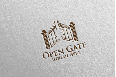 Real estate Logo with Open Gate Property 18