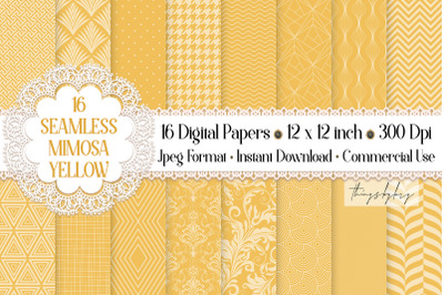 16 Seamless Luxury Mimosa Yellow Summer Shine Digital Papers