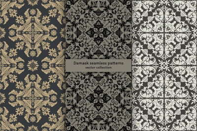 Set of Damask seamless patterns