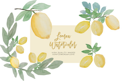 lemon watercolor clip art&2C; Citrus Wedding