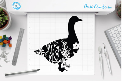 Floral Goose SVG Cut Files&2C; Floral Goose Clipart