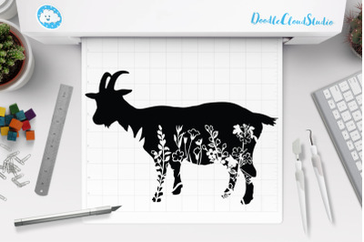 Floral Goat SVG Cut SVG&2C; Goat Clipart