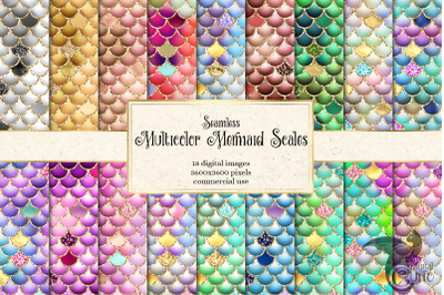 Multicolor Mermaid Scales Digital Paper
