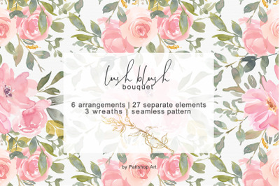 Blush Watercolor Floral Clip Art Collection