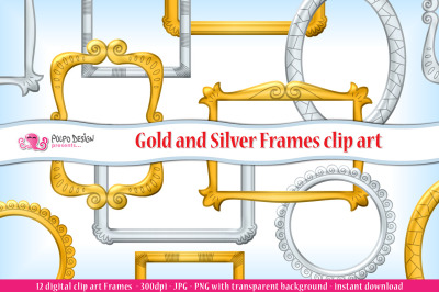 Gold and Silver frames clipart