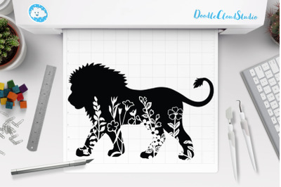 Floral Lion Cut Files SVG&2C; Lion Clipart.