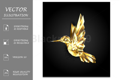 Gold Polygonal Hummingbird