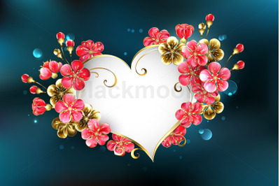 Heart with Sakura Flowers