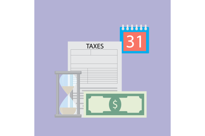 Time to pay tax vector flat concept