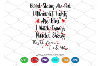 Blood Stains Are Red Ultraviolet Lights Are Blue SVG Cut files - blood