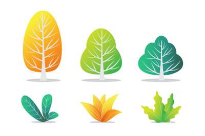 Vector illustration of autumn trees and bushes