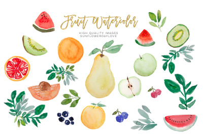 Watercolor Tropical Fruit Clipart, Vegetable Clipart, Fruit Clip Art