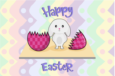 Crack Easter Egg with Cute Easter Bunny