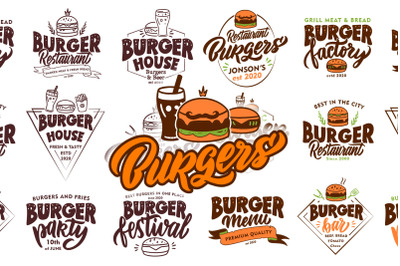 Burger set, collection of logos