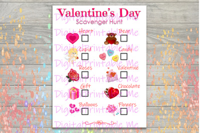 Valentine&#039;s Day Scavenger Hunt Printable, Kids Activity, Game, party g