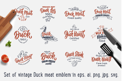 Set of vintage Duck meat emblems