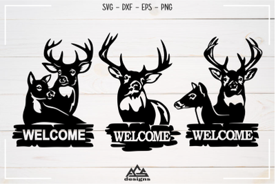Deer Reindeer Welcome Sign Svg Design