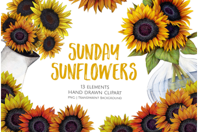 Sunday Sunflowers Clipart Set