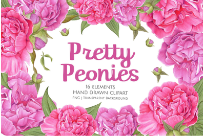 Pretty Peonies Clipart Set