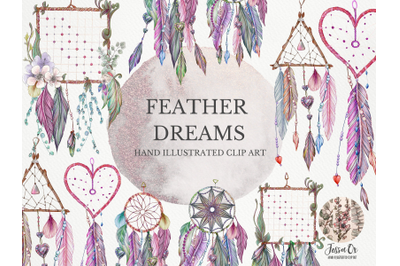 Feather Dreamcatchers Clipart Set
