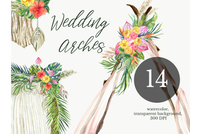 Watercolor Arch boho wedding clipart