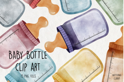 Watercolor Baby Bottle Clipart. Bottle graphics